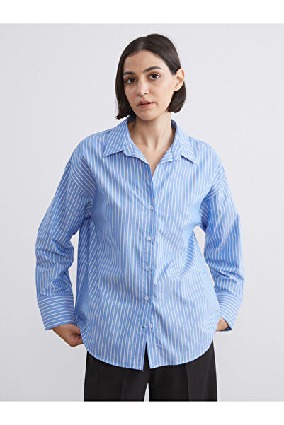 LC Waikiki Cămașă de damă din poplin oversize cu dungi