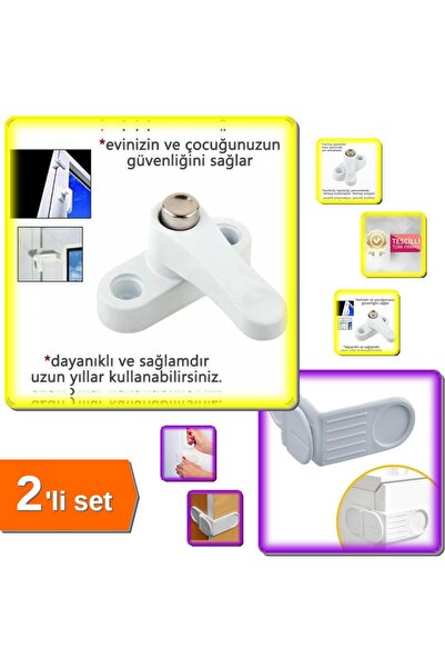 HerEveOyuncak Pvc Kapı Pencere Emniyet Kilidi - ÇELİK + 2 Adet Yapışkanlı Vid...