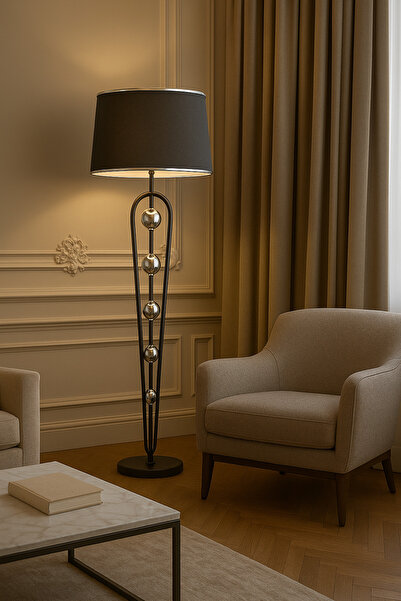 Vinner Plus Orbis Krom Antrasit Şapkalı Krom Detaylı Modern Metal Lambader