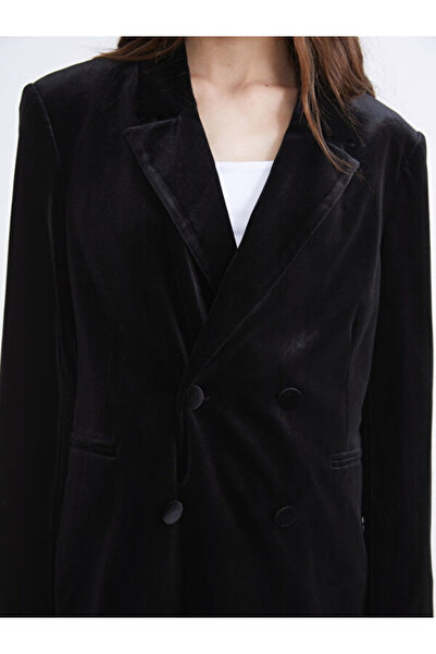 LC Waikiki Double-Breasted Lapel Women's Velvet Blazer Jacket