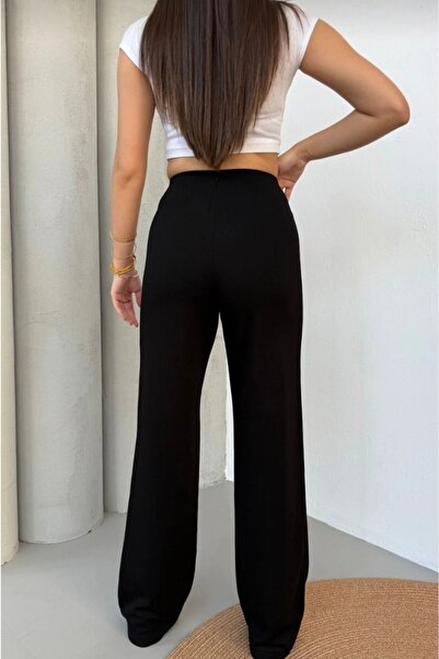 Lovely butik High Waist Palazzo Pants |   Double Pants with Wide Legs and Sewing Details