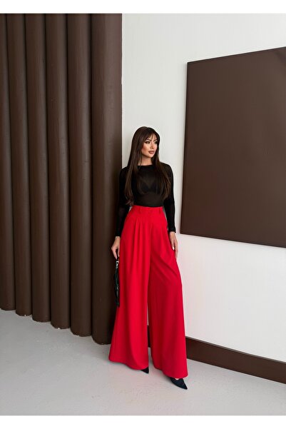 Nadrina Wide Leg Double Pleated Palazzo Pants
