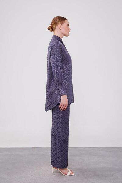 Levidor Jacquard Anthracite Floral Patterned Double Set