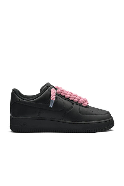 Nike Pantofi Sport Air Force 1 Low Rope Laces Personalizati Black Pink-Siret gros roz