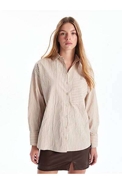 LC Waikiki Striped Oversize Poplin Women's Shirt