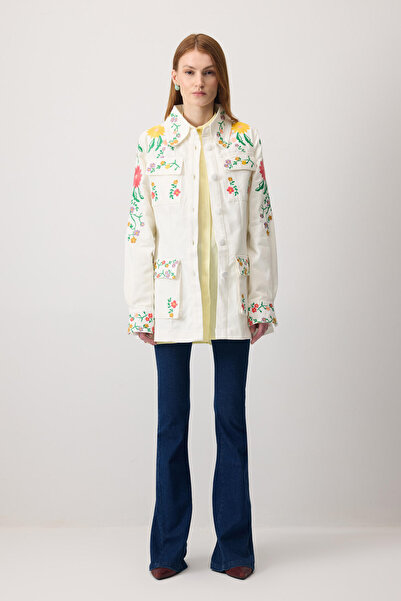 Touché Privé Flower Embroidered Gabardine Jacket