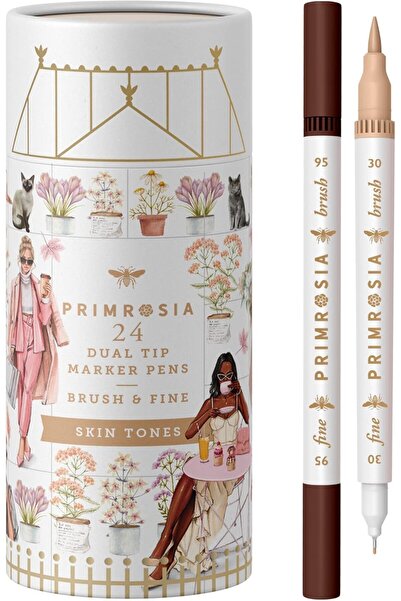 Generic أقلام تحديد ألوان مائية بريمروسيا ٢٤ طرفًا مزدوجًا - لون بشرة باستيل ...