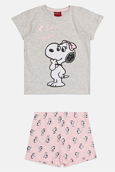 PEANUTS Kids Girl 2 Pieces Graphic Print Top And Shorts Sleepwear Set, Multicolor