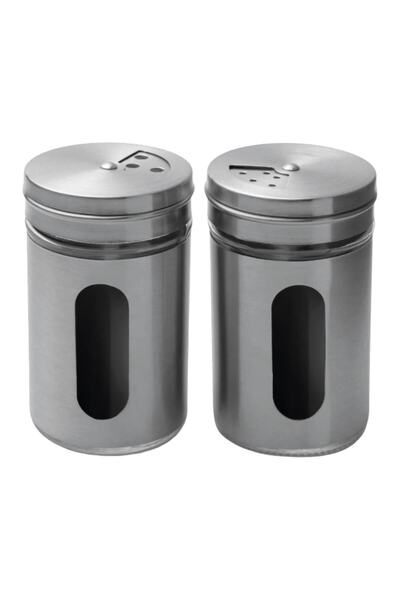 Kawimoda Spice Bowl Salt Shaker Black Pepper Shaker 3 Adjustment Head, Glass Stainless Steel Coated 2 Pieces Spice Bowl Set