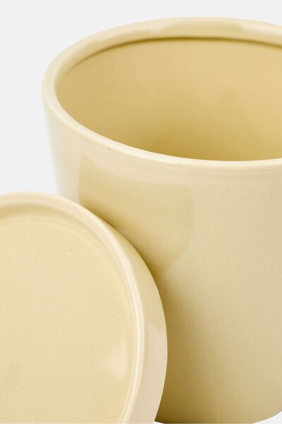 Muy Mucho Ceramic Pot With Lid, Beige