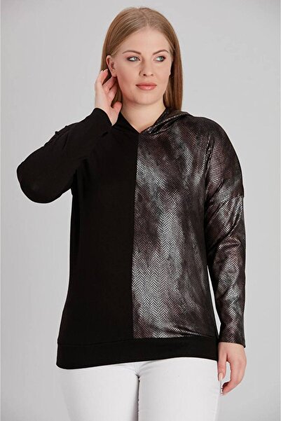 MODA Tunica de dama cu gluga, cu strat dublu, elastica, marime mare