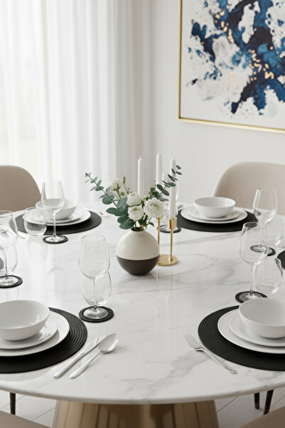 Salvia Dione 12-Piece Luxury American Serving Spoon Set | Decorative Wicker Jute Plate Coaster Tableware Serving Set