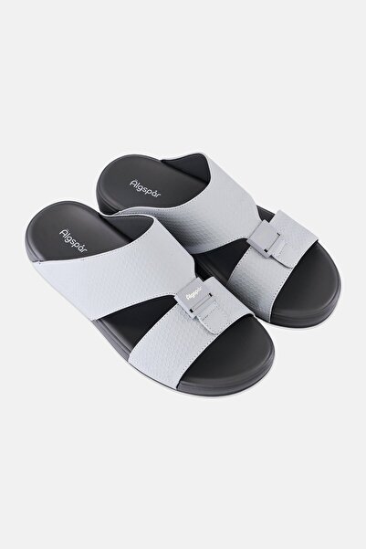 Algspar Men Double Strap Slip On Arabic Sandals, Light Grey