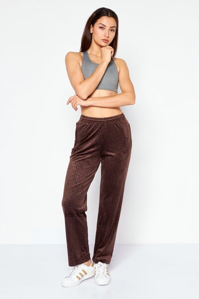 adidas Women Sportswear Fit Velvet Training Jogger Pant, Dark Brown