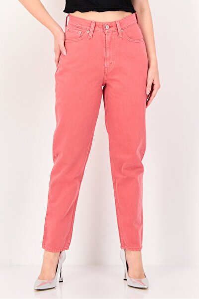 Levi's Women Mom Fit Solid Non Stretchable Denim Jeans, Vintage Red