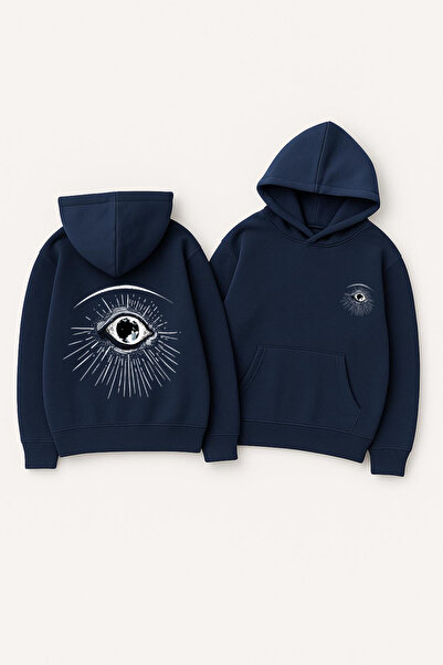 CLASSY.MODA Unisex Oversized Hooded Printed Hoodie – Rayed Eye and Moon
