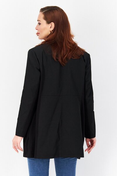 Samoon Women Regular Fit Plain Casual Blazer, Black