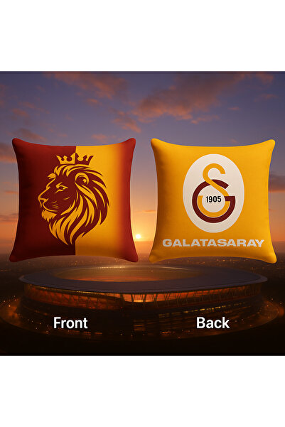 Galatasaray Licensed Bandroll Fan Pillow 1 Piece – with Lion Figure, Crown & Logo Detail