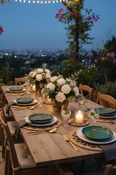 Salvia Dione 12-Piece Luxury American Serving Spoon Set | Decorative Wicker Jute Plate Coaster Tableware Serving Set