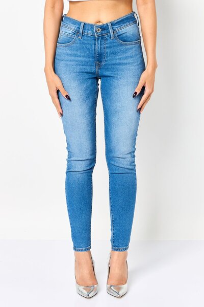 Levi's بنطلون جينز نسائي ضيق قابل للتمدد، أزرق