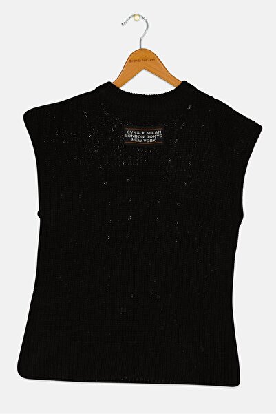 Overkids Kids Girl Knitted Sleeveless Sweater, Black