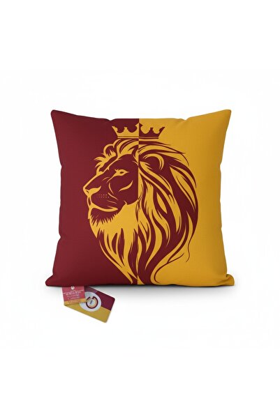 Galatasaray Licensed Bandroll Fan Pillow 1 Piece – with Lion Figure, Crown & Logo Detail