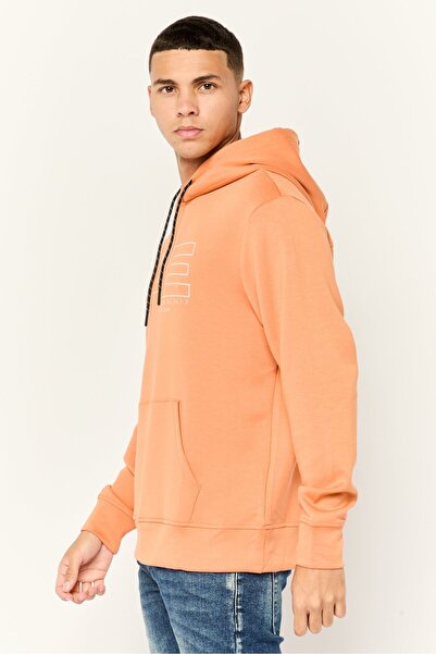 AMERICAN EAGLE Men Brand Logo Long Sleeves Hoodie, Orange