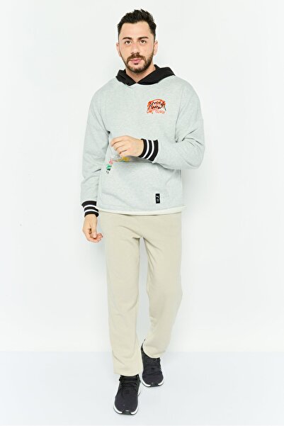 Puma Men Sportswear Fit Long Sleeve Outdoor Hoodie, Black/Grey