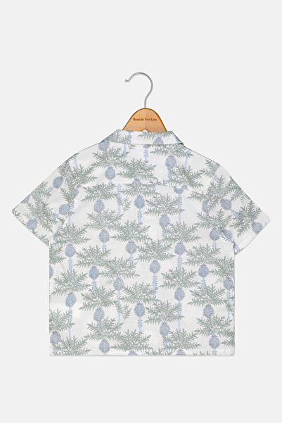 Gingersnaps Toddlers Boy Spread Collar Short Sleeve Allover Print Shirt, Multicolor