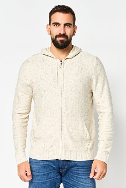 Hawker Rye Men Textured Long Sleeve Hoodie, Beige