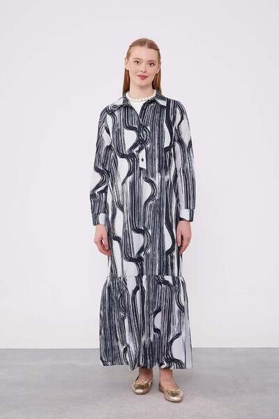 Levidor Μαύρη φούστα με βολάν, βαμβακερό φόρεμα χωρίς επένδυση