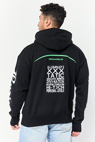 Diesel Men Embroidered Long Sleeves Hoodie, Black