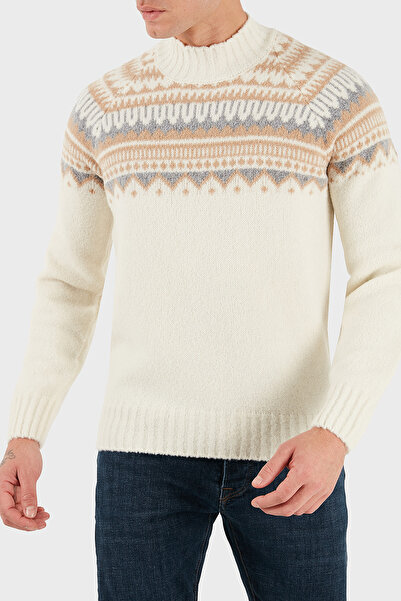 GRAN SASSO Patterned Wool Blend Regular Fit Turtleneck Sweater Men's Sweater 13186 24017 005