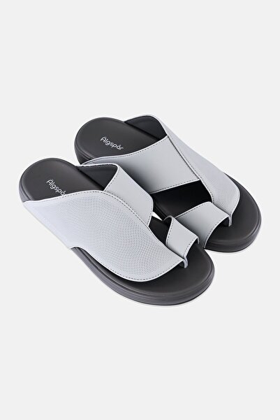 Algspar Men Slip On Arabic Sandals, Light Grey