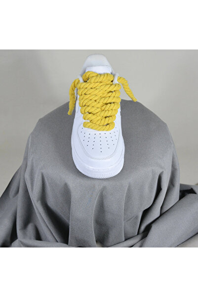 Nike Air Force 1 Low Custom Rope Laces Personalized Citron Yellow - thick yellow lace