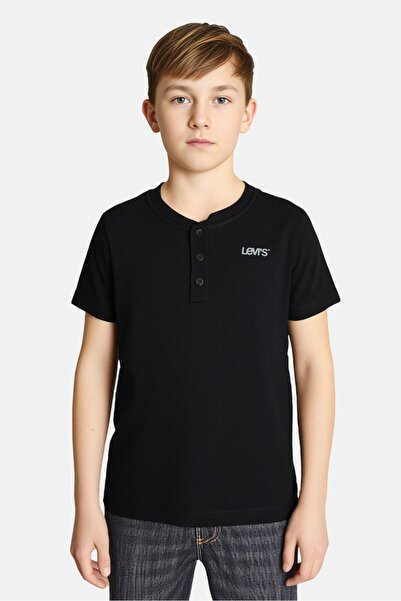 Levi's Kids Boy Crew Neck Short Sleeve Brand Logo T-Shirt, Black