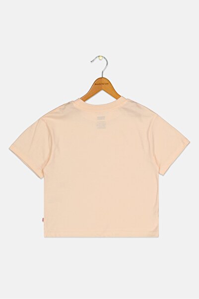 Levi's Kids Girl Crew Neck Short Sleeve Brand Logo T-shirt, Peach