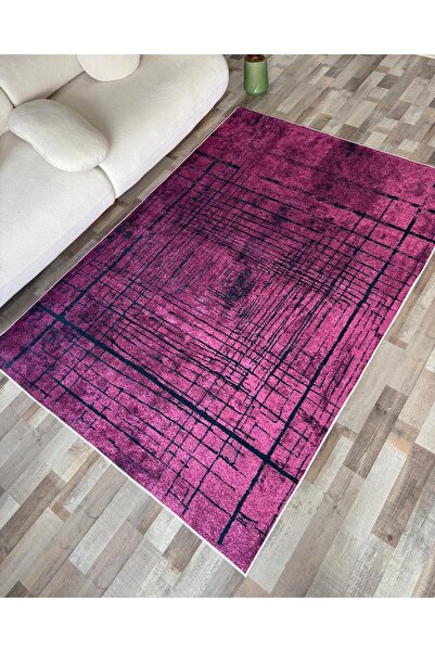 LILYUM FUŞYA MODERN ESKİTME DESENLİ - YIKANABİLİR KAYMAZ TABAN KİLİM SALON MU...