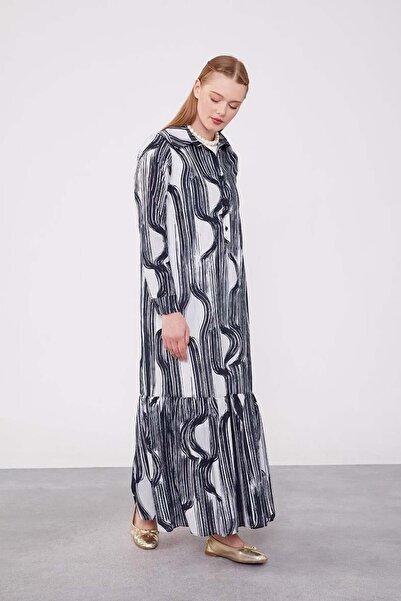 Levidor Μαύρη φούστα με βολάν, βαμβακερό φόρεμα χωρίς επένδυση