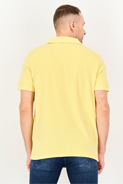Lyle & Scott Men Regular Fit Textured Short Sleeve Polo Shirt, Yellow