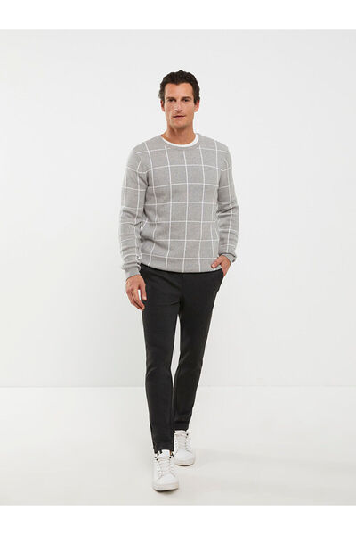 LC Waikiki Ανδρικό πλεκτό πουλόβερ με μακρυμάνικο λαιμόκοψη Dad Son Combination