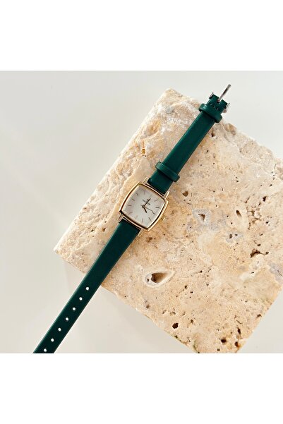 Vesce Atelier ساعة فيف جولد بحزام جلدي باللون الأخضر
