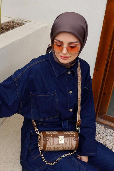 Levidor Dark Brown Double Sided Twill Silk Scarf