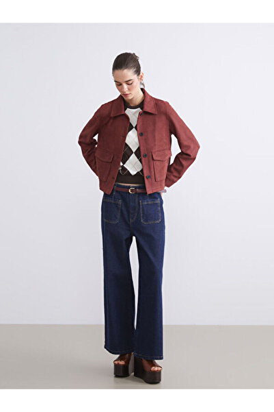 LC Waikiki Shirt Collar Women's Suede Look Jacket