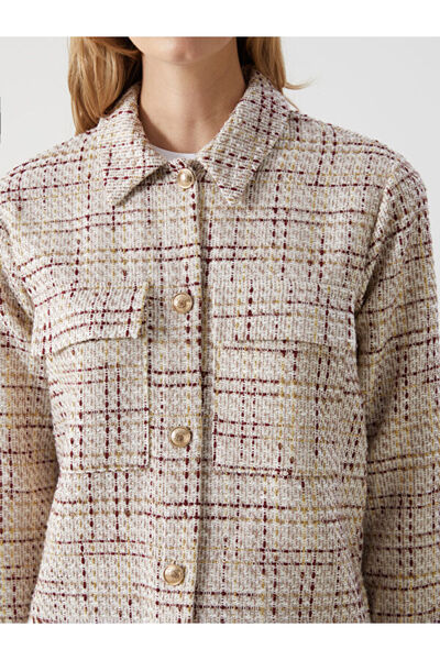 LC Waikiki Plaid Tweed Women's Shirt Jacket