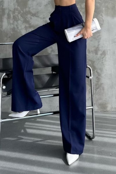 Balenbi Women's Pleated High Waist Wide Leg Stretch Fabric Palazzo Pants 1139