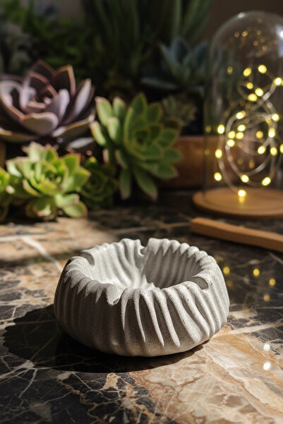 N NOXXO Concrete Decorative Bowl, Ash Tray, Grooved Design Ornament, Keychain, Minimalist Object