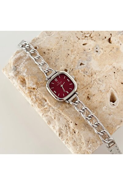 Vesce Atelier Corrente Silver Watch Burgundy