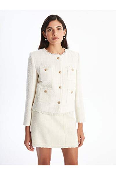 LC Waikiki Дамско сако от туид с кръгло деколте