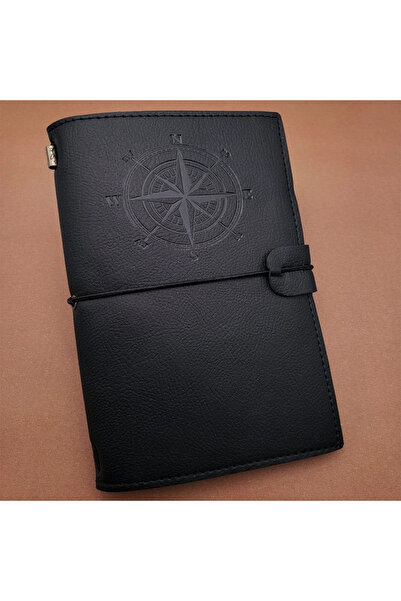 shopwave Black Leather Compass Notebook